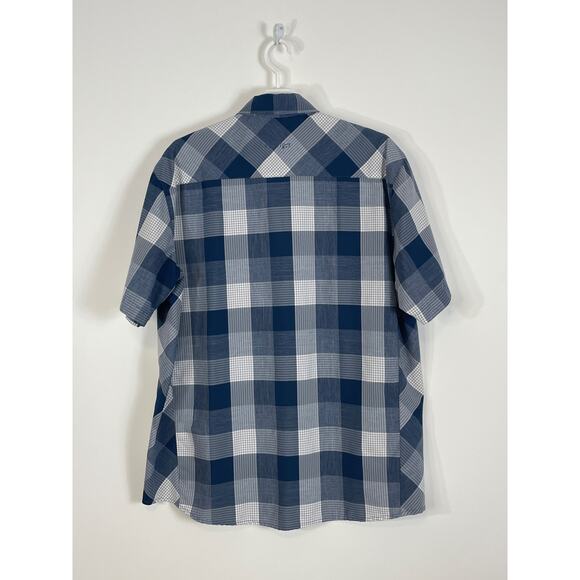 Orvis Trout Bum Shirt Short Sleeve Button Front Plaid Active Fit Blue Size XL - Picture 3 of 11